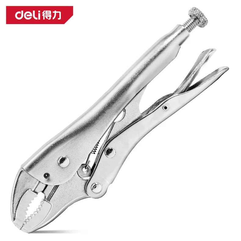 得力/deli 专业级圆口大力钳7寸铬钒钢(银)(把) DL109107Z
