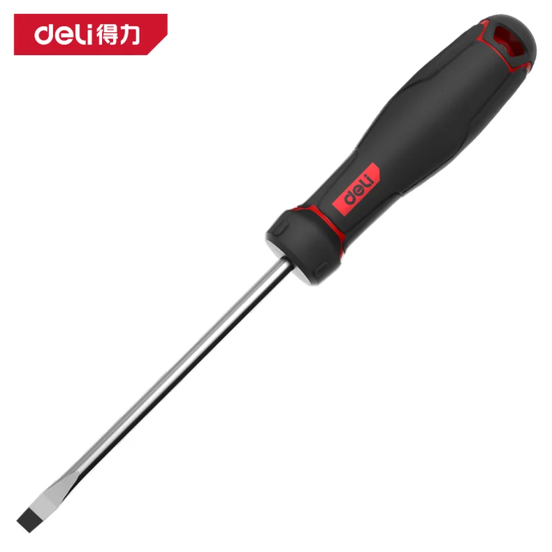 得力/deli 工业级一字螺丝批6x125mmS2(红)(把) DL3448