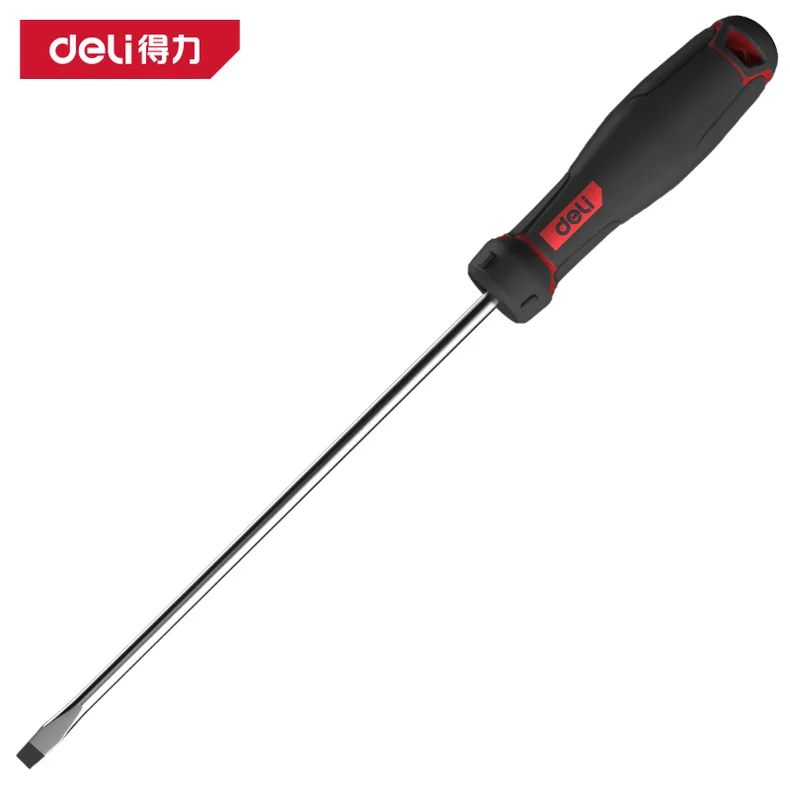 得力/deli 工业级一字螺丝批6x200mmS2(红)(把) DL3450