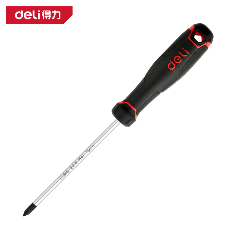 得力/deli 工业级十字螺丝批PH0x75mmS2(红)(把) DL3453