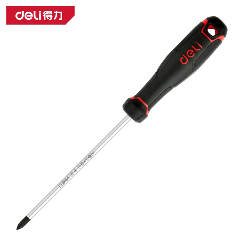 得力/deli 工业级十字螺丝批PH0x100mmS2(红)(把) DL3454