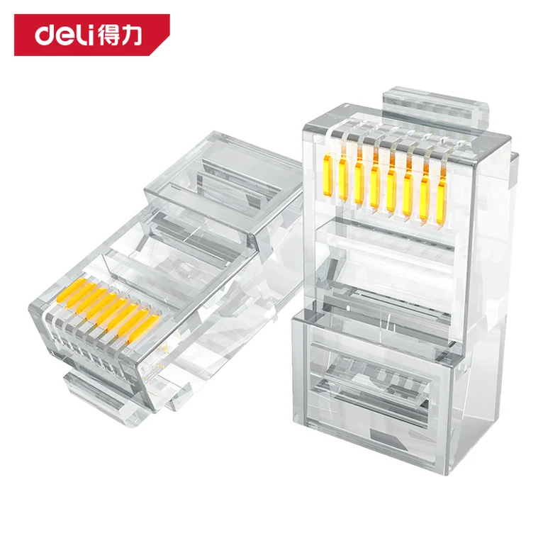 得力/deli 六类水晶头100个装(透明)(盒) DL386810