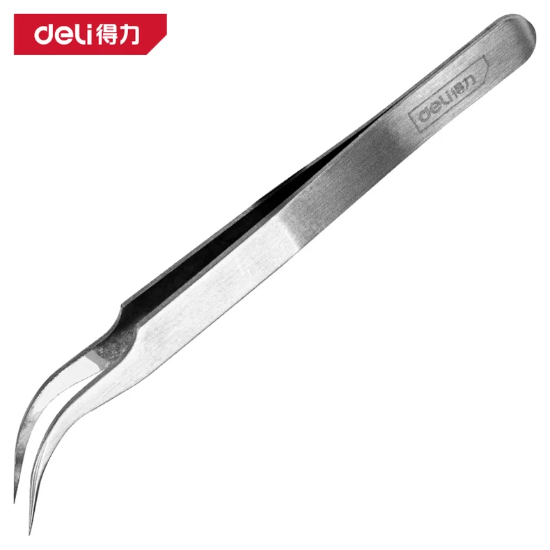 得力/deli 镊子120mm弯头不锈钢(银)(支) DL396203