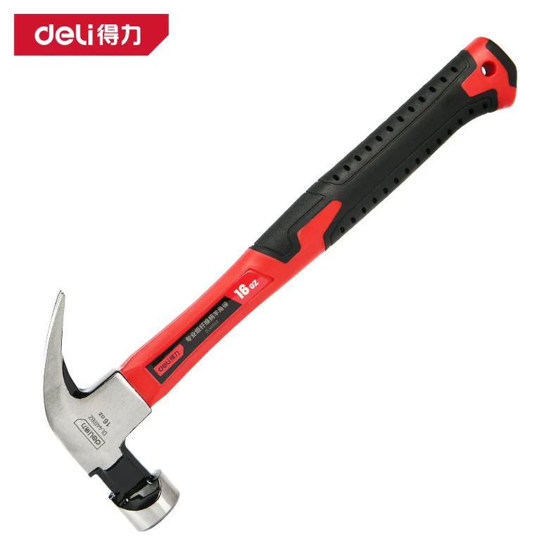 得力/deli 专业级纤维柄羊角锤16oz(红)(把) DL441116Z