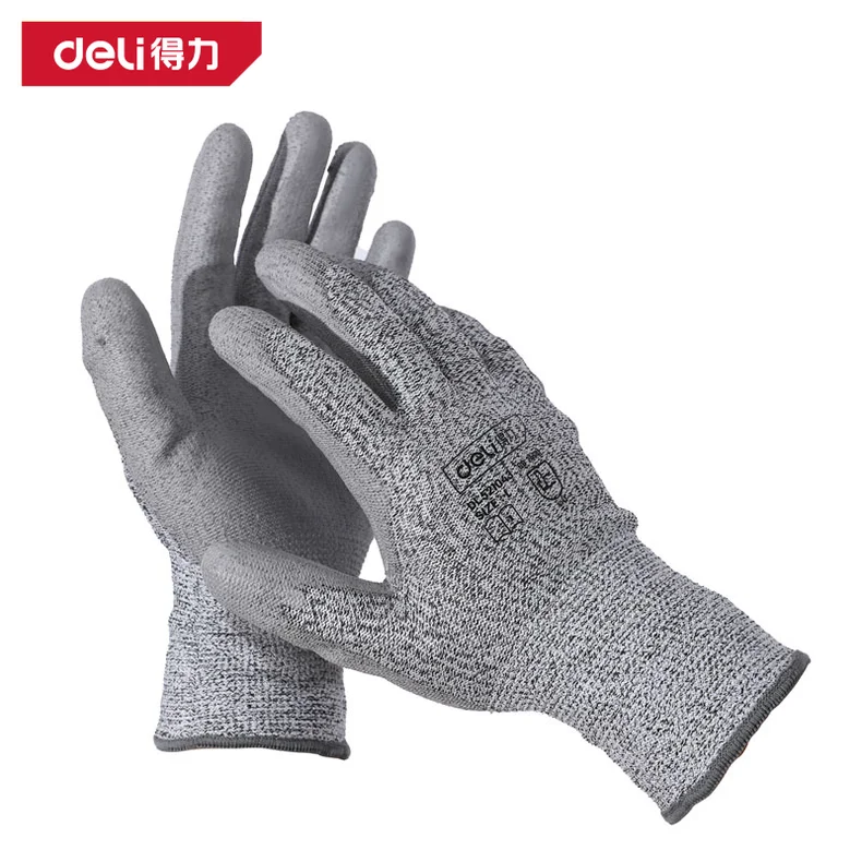 得力/deli PU涂层防切割手套L码(灰)(副) DL521043