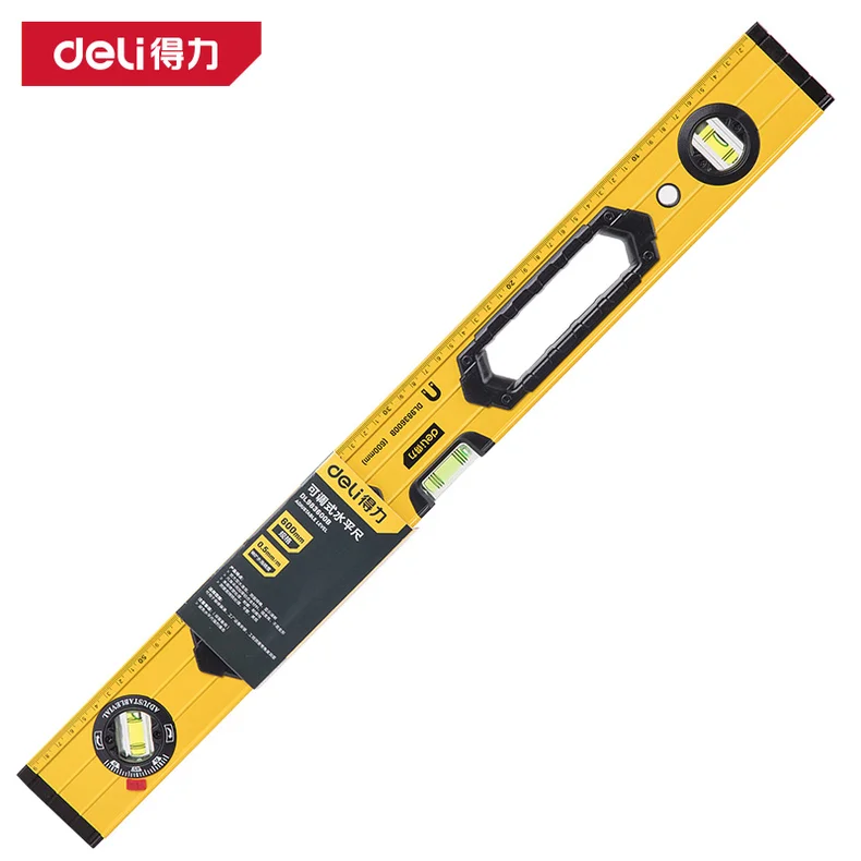 得力/deli 强磁可调式水平尺600mm(黄)(把) DL983600B