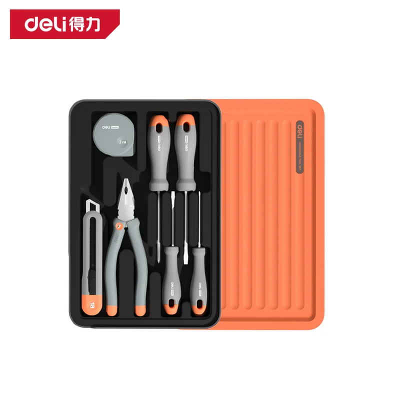 得力/deli 层叠式工具组套-7件常用工具套装(橙)(套) H1001-D