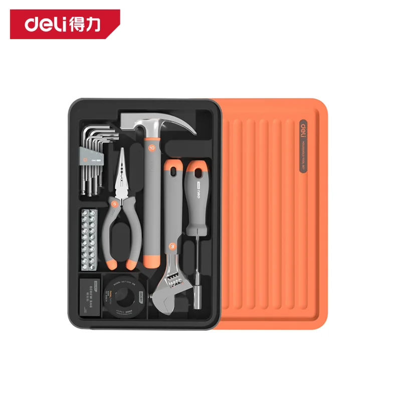 得力/deli 层叠式工具组套-34件安装工具套装(橙)(套) H1001-E