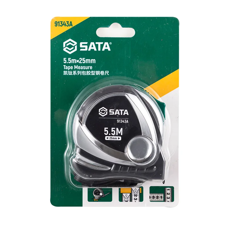 世达/sata 凯钛系列橡塑型钢卷尺5.5Mx25MM 91343A