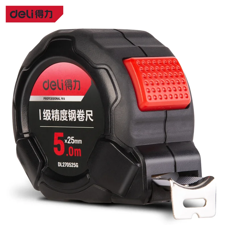得力/deli 钢卷尺5mx25mm自锁Ⅰ级(红)(把)(退市) DL270525G