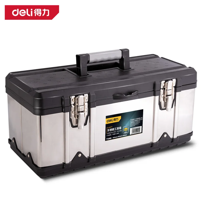 得力/deli 不锈钢工具箱17寸(黑)(只) DL432717