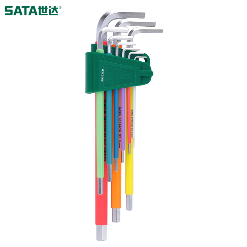 SATA/世达 彩虹系列9件特长内六角扳手组套 09103CH