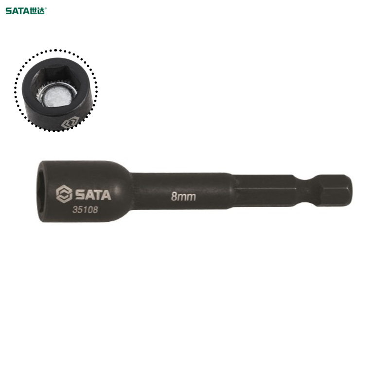 SATA/世达 1/4"系列磁性风动六角尾套筒10MM 35110