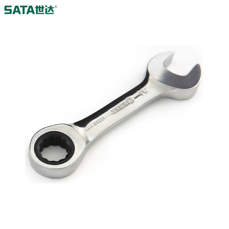 SATA/世达 全抛光两用短快扳17MM 43308