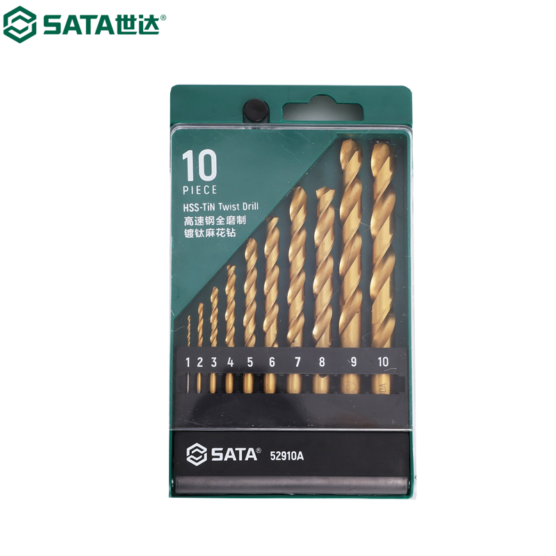 SATA/世达 10件高速钢全磨制镀钛麻花钻组套 52910A