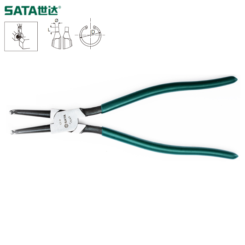 SATA/世达 德式穴用曲口卡簧钳13" 72044