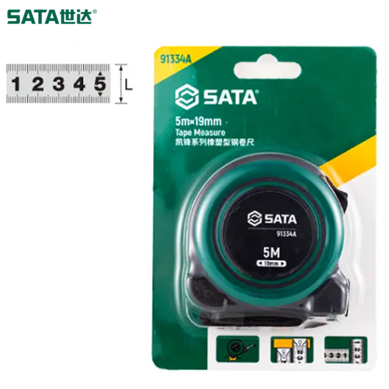 SATA/世达 凯锋系列橡塑型钢卷尺5Mx19MM 91334A