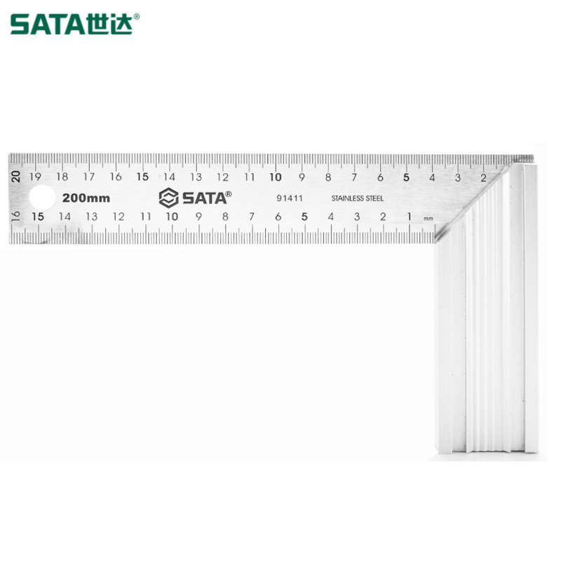 世达/sata 铝柄钢角尺200MM 91411