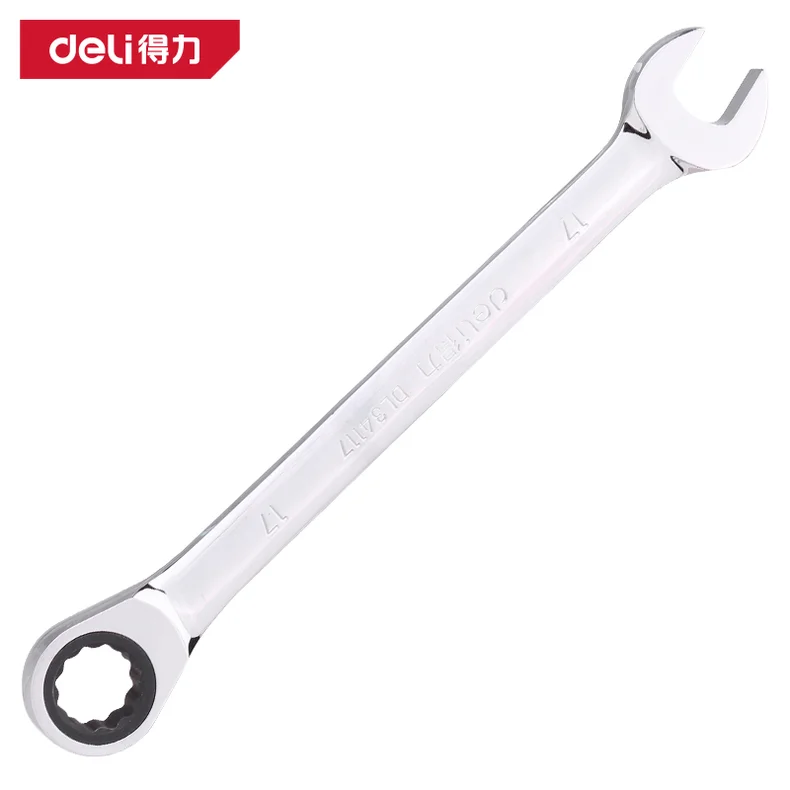 得力/deli 镜面两用棘轮快扳17mm(银)(把) DL34117