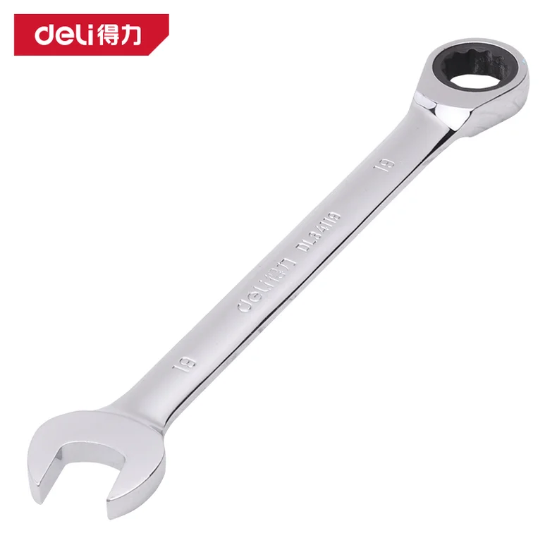 得力/deli 镜面两用棘轮快扳19mm(银)(把) DL34119