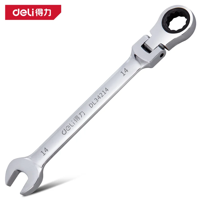 得力/deli 镜面活头两用棘轮快扳14mm(银)(把) DL34214