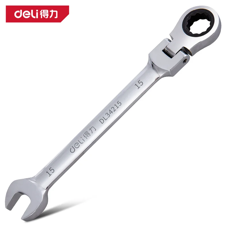 得力/deli 镜面活头两用棘轮快扳15mm(银)(把) DL34215