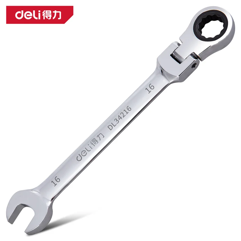 得力/deli 镜面活头两用棘轮快扳16mm(银)(把) DL34216