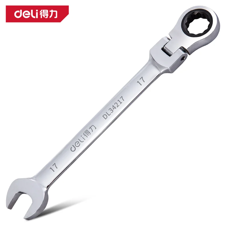 得力/deli 镜面活头两用棘轮快扳17mm(银)(把) DL34217